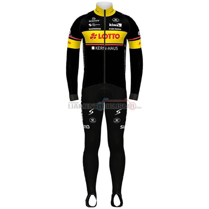 Abbigliamento Ciclismo Lotto-Kern HausNero Manica Lunga 2020 Giallo